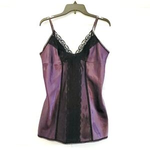 Fredericks of Hollywood Nightie Womens XL Purple Black Lace Lingerie Negligee